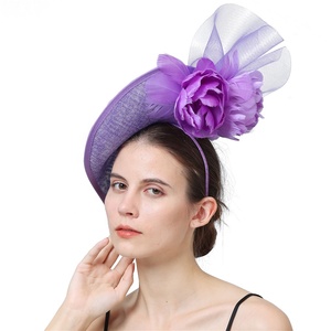 Boutique Mujer Sinamay Elegante Kentucky Derby <span class=keywords><strong>Ascot</strong></span> Fiesta de té Boda Iglesia Sombrero con flores artificiales y plumas - Product Image 5