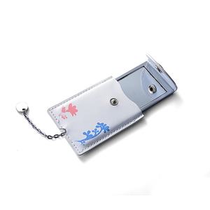 High Quality Rectangle Silver Portable Single Sided UV Printing Metal <b>Makeup</b> <b>Mirror</b> with PU Pouch - Product Image 1