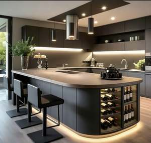 Gabinetes de Cocina Personalizados BALOM de Alta Calidad, Juego Completo de Madera de Roble con Isla de Cocina y Cajones de Cierre Suave para el Hogar - Product Image 1