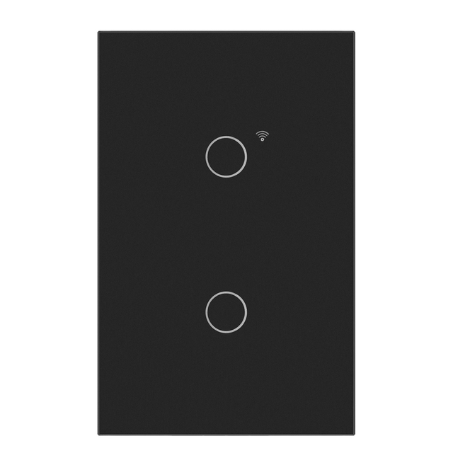 America Hotel Switch Wifi Wireless Smart Light 15 Amps Remote Switch 2 Gang Black Smart Light Wall Switch for Household