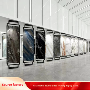 حامل عرض بلاط دوار خشبي قائم على الأرض، لعرض عينات ورق الحائط والقماش وطين الدياتوم، متعدد الوظائف، دوران عمودي 360 درجة - Product Image 4