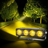 Barra de Luz LED Láser para Pavimentación de Carreteras, 4 LED, Doble Color Blanco y Amarillo, Luz Alta, Control Remoto, Estroboscópica, 12V-80V, Resistente al Agua, Foco Todoterreno