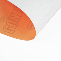 Papier sulfurisé imprimé avec logo de marque répété sur fond orange, impression personnalisée pour l'emballage de pâtisseries, gâteaux et aliments