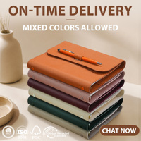 Cuaderno A5 Precio al por Mayor, Tapa Dura de Moda en PU, Logotipo Personalizado, Cuero de Colores Mixtos, Cuaderno de Negocios de Tres Pliegues, Cuaderno Digital