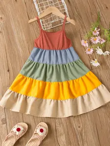 Vestido de verano para niña de 2 a 14 años, con volantes, con tirantes, falda a la rodilla, Color incoloro, 2023