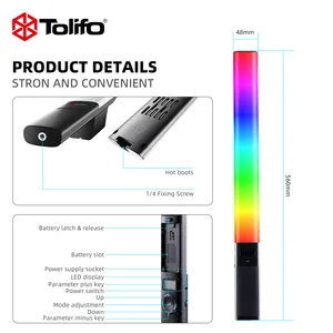Tolifo ST-20RGB 360 풀 컬러 휴대용 RGB Led 비디오 사진 스튜디오 라이트 스틱 Tiktok Youtube Livestream