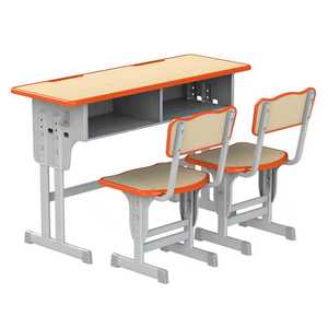 Juegos DE ESCUELA DE MADERA Asiento doble Escritorio y silla para estudiantes Muebles Mesas y sillas de escritura de estudio duraderas individuales - Product Image 1