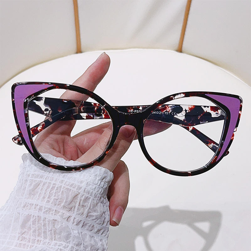 5216 Vintage Anti Blue Light Cat Eye Glasses Trendy Metal Optical Glasses  Frame Women Designer Eyeglasses Frame