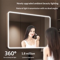 Armoire de salle de bain intelligente et moderne avec miroir lumineux, double porte et rangement, idéale pour hôtels, salons, gymnases et appartements.