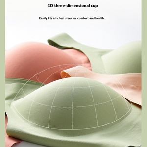 High Quality Seamless Wire Free Sports <b>Bra</b> for Women Adults Solid Knitted Breathable Thin Everyday 3/4 <b>Cup</b> Push-Up Removable - Product Image 6