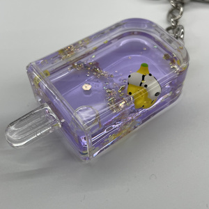 Porte-clés Popsicle en acrylique à paillettes liquides, avec panda et <span class=keywords><strong>banane</strong></span> flottants, souvenir personnalisé, cadeau promotionnel - Product Image 4