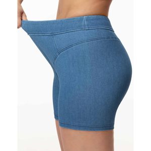 FOXA Women's Scrunch <b>Booty</b> Lifting Denim Shorts Stretchy High Waisted Jean Shorts With Pockets - Product Image 3