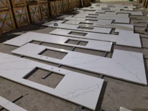 Quartz blanc artificiel poli aspect marbre dalle Double évier cuisine comptoir banc île salle de bain vanité hauts pierre - Product Image 6