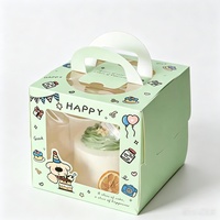 Emballage cadeau pour les fêtes, boîte à pâtisserie, boîte à dessert, boîte à gâteau d'anniversaire, fenêtre transparente en PET, poignée portable, impression de logo personnalisée