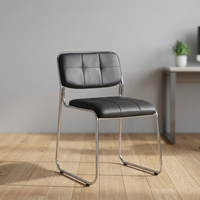 Chaise de bureau moderne pour réunions, dossier moyen, sans roulettes, en fer