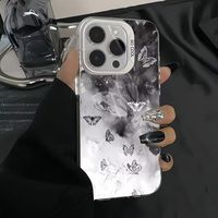 Coque de téléphone portable INS Papillon Coloré Argenté pour iPhone 16 Plus 15 17 Pro Max, Coque Arrière Transparente IMD