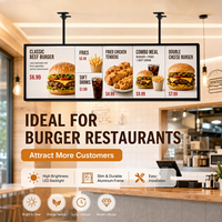 Cadre de menu LED suspendu en profilé aluminium pour restaurants, restauration rapide, affichage publicitaire, boîte lumineuse.