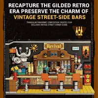 Reobrix 66304 MOC Ancien Bar à Vin avec Tourne-disque, Kits de Modèles de Scène Urbaine, Briques de Construction, Ornements de Bureau, Cadeaux