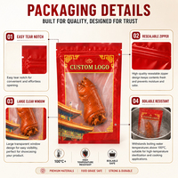Sachet de conditionnement alimentaire en plastique thermoscellé à trois soudures avec grande fenêtre et logo personnalisé pour la cuisine