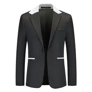 Veste de bureau à un bouton Colorblock Classic Male Slim Fit Blazer Manteau d'affaires personnalisé pour hommes