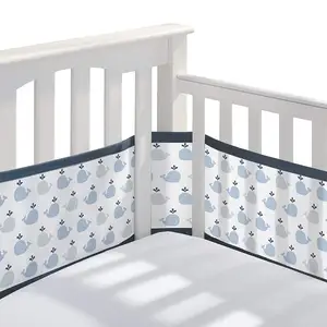 Classic Breathable Mesh Crib Liner - Little Whale Navy