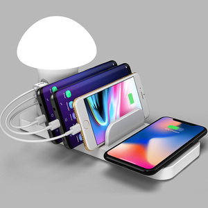 เหมาะสำหรับ YM-UD12 สีขาว ที่ชาร์จ USB รูปทรงเห็ดอเนกประสงค์ 3 พอร์ต USB ชาร์จเร็ว 3.0 ที่ชาร์จไร้สาย / โคมไฟกลางคืน - Product Image 3