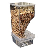 Mangeoire pour oiseaux, lot de 2 mangeoires automatiques pour perroquets avec perchoir, récipient transparent en acrylique pour graines et nourriture, accessoires pour cage