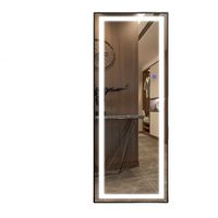 Miroir mural LED rectangulaire pleine longueur Art Déco personnalisé avec éclairage écologique alimenté par prise pour la décoration intérieure et les cosmétiques
