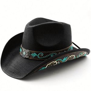 Nuevo Sombrero de Paja de Estilo Étnico para Verano, Sombrero de Vaquero Occidental de Moda, Sombrero de Jazz con Ala Ancha para Hombres y Mujeres, Protección Solar para Viajes y Fiestas - Product Image 3