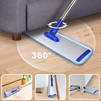Vadrouille en microfibre professionnelle de 18 pouces pour le nettoyage des sols avec manche en acier inoxydable 4 tampons de vadrouille lavables et réutilisables