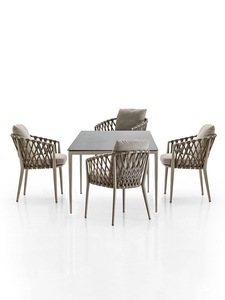 Silla de Comedor Nórdica de Cuerda y Ratán de Aluminio Impermeable para Patio y Restaurante, Silla Apilable de Aluminio para Exterior para Jardín y Hotel - Product Image 5