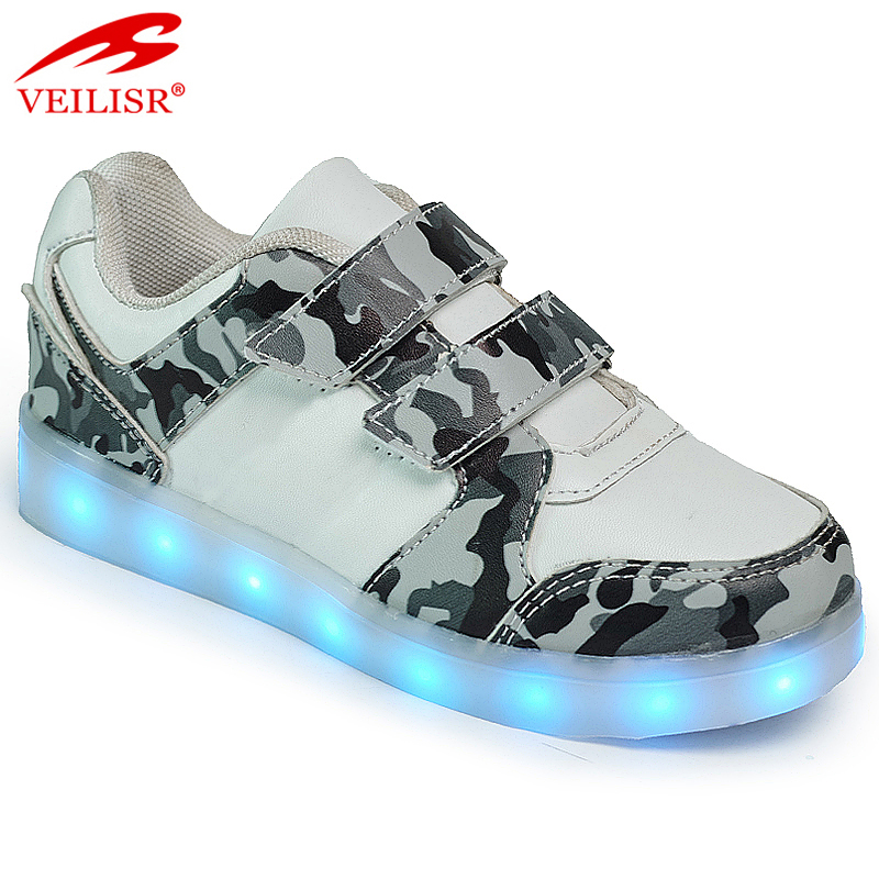 Модная обувь из искусственной кожи, детская повседневная обувь, светодиодная обувь