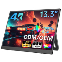 Monitor Portátil 4K de 13.3 Pulgadas, Pantalla Portátil HDR IPS Tipo C HD con Baja Luz Azul, Montable con VESA, Monitor Portátil Empresarial