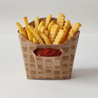 Boîte à frites en forme de cône avec insert pour coupelle de sauce |   Emballage alimentaire jetable en papier kraft personnalisé avec logo