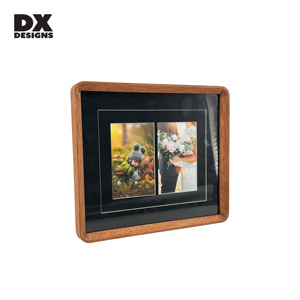 Cornice Portafoto Doppia in Legno di Noce DX Designs - Cornice Multi-Foto <span class=keywords><strong>da</strong></span> <span class=keywords><strong>Parete</strong></span> in Legno per Arredamento Soggiorno - Product Image 2