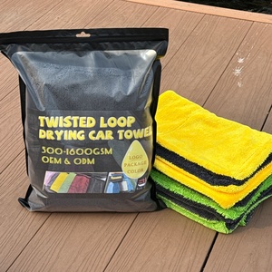 1200GSM Custom 1400GSM Microfiber Car <b>Towel</b> High Grade Car Wash <b>Towel</b> Edgeless Twisted Loop <b>Drying</b> <b>Towel</b> - Product Image 1