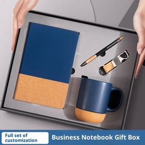 High Quality Customizable Auto Show Business <b>Gift</b> <b>Set</b> with Cork Base Ceramic Cup Keychain Notebook - Product Image 3