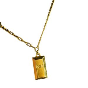 Rich Little Gold Bar Necklace Geometric Zinc Alloy Pendant 10cm Extended Chain Women Fashion Jewelry - Product Image 5