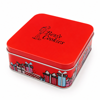 Boîte en métal de luxe de forme carrée de qualité alimentaire pour biscuits, chocolats et autres produits en gros