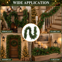 Guirlande de Noël longue en aiguilles de pin et pommes de pin, verdure décorative pour cheminée, escalier, porte, fenêtre, fournisseur en gros de décorations de fêtes