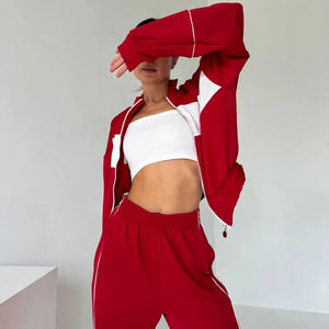 Tuta Sportiva da Donna in Poliestere Patchwork, Stile Vintage, con Felpa con Zip e Design Riflettente, Produttore di Abbigliamento Tecnico - Product Image 3