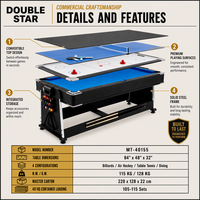 Table de billard multifonction 4-en-1 sur mesure de 7 pieds avec hockey sur air, tennis de table et table à manger en MDF pour club, table de billard commerciale OEM