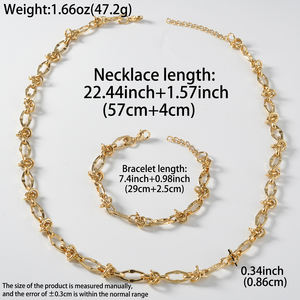 Ensemble collier et bracelet en acier inoxydable plaqué or 18 carats, étanche, minimaliste, délicat, classique, bijoux de mariage et de fête pour femmes - Product Image 6