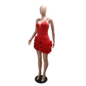 Viviblook Z0207DS Nuevo Vestido de Fiesta para Mujer, Elegante, Sexy, con Tirantes, Color Sólido, Sin Mangas, Encaje, Mini Vestido Irregular - Product Image 3
