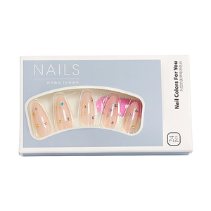 Lot <span class=keywords><strong>de</strong></span> 24 <span class=keywords><strong>faux</strong></span> ongles amande à presser, couleur nude, avec strass colorés et motif étoile, réutilisables en ABS, avec colle, pour femmes, style Y2K - Vente chaude - Product Image 4