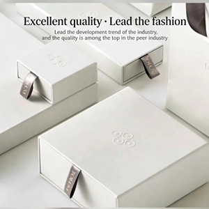 Элитная подарочная коробка-слайдер из тисненого картона с лентой, глянцевой/матовой ламинацией и тиснением для ювелирных изделий, косметики и подарков - Product Image 1