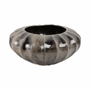 Ciotola decorativa in ceramica smaltata, rotonda, nera, per tavolino da caffè o decorazione da cucina. - Product Image 4