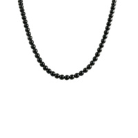 Collier de perles en onyx noir et cristal blanc naturel haute transparence pour femme, avec fermoir torsadé en spirale en acier inoxydable, chaîne ras-du-cou de 40 cm