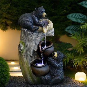 Gran oferta, fuente de cascada de resina de oso negro bonito con iluminación LED, diseño de tocón de árbol Natural para decoración Zen interior y exterior - Product Image 4
