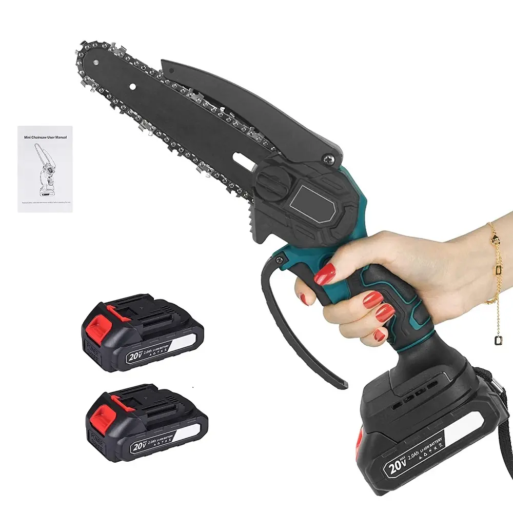 6inch Portable Handheld Electric Tree Wood Cutting Cordless Chain Saw Machine Mini Lithium Electric Chainsaw Battery